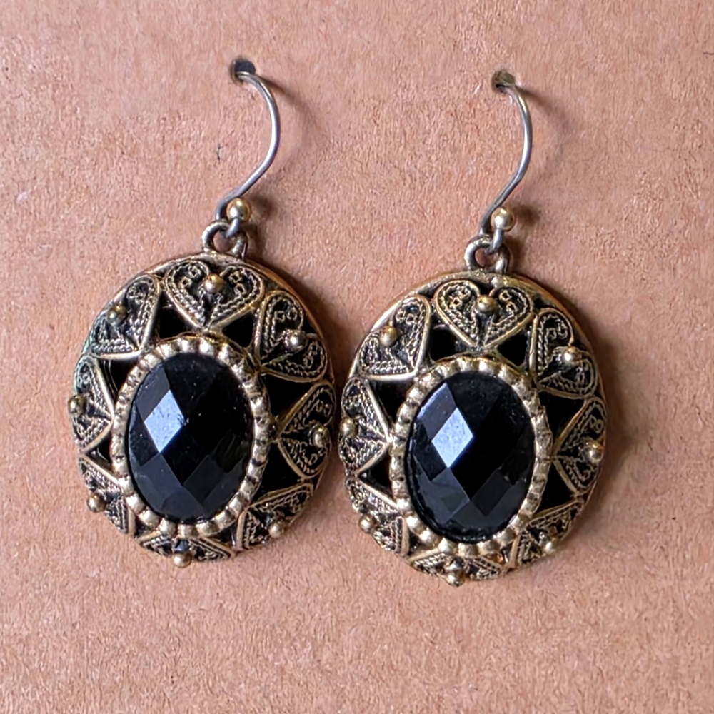 Elegant Black and Gold Earrings